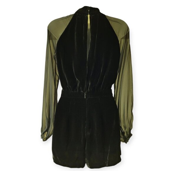 Revolve INTERMIX black velvet blouson sleeve romper by size 0 NWT black tie - Picture 7 of 14